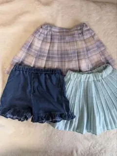 フリル付きスカートとデニムショートパンツセット 120