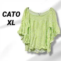 CATO est.1948フリル付きチェック柄トップス　XL