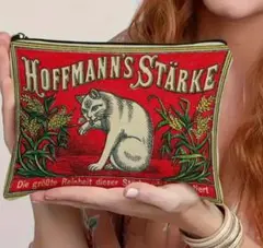 化粧ポーチ裏表絵柄同❤Hoffmann's Stärke 猫と植物のポーチ