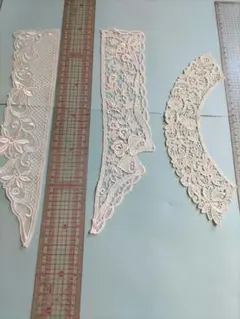 刺繍入つけ襟レース3組