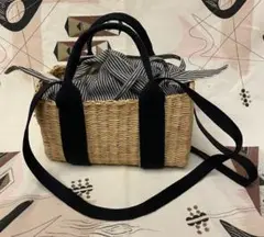 Used MUUNムーニュ かごバック2way ショルダーバッグ ヒッコリー内布