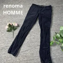 renoma HOMME レノマ　カジュアルパンツ　ネイビー　チェック柄　M