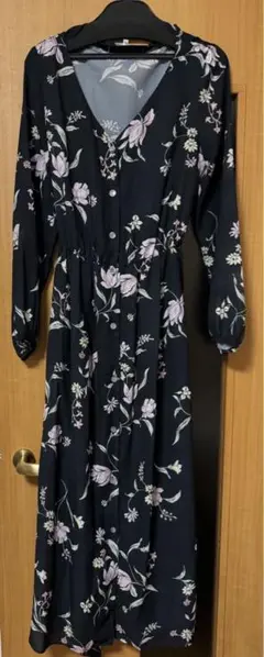 マーキュリーデュオ 花柄Vネック ロングシャツワンピース