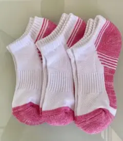 ピンクとホワイトのストライプソックス 3足セット 20cm