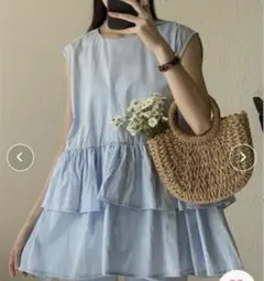 MAISON DE THERESE ノースリーブ ティアード ブラウス（完売品）