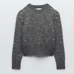 ZARA ニット パール セーター グレー 高級感 春ニット SNIDEL