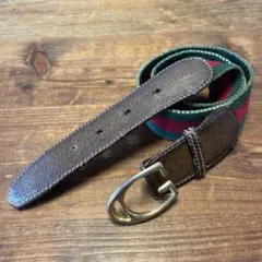 オールドグッチ GUCCI ベルト ウェブライン レザー キャンバス