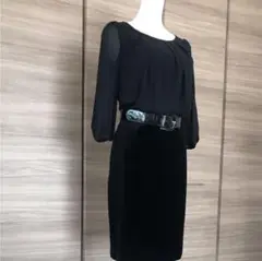 美品!ANAYI シフォン×ベルベット 切り替えワンピース