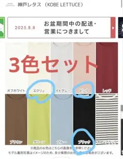 コットン100%Tシャツ　ブラック　ピンク　エクリュ　3色セット　新品