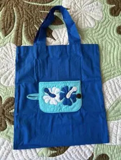 「正規品」エコバッグ♡ハイビスカス♡ロイヤルブルー♡ハワイアンキルト