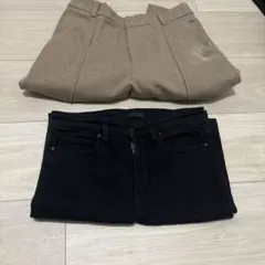 ベージュ ワイドパンツ ポリエステル混合