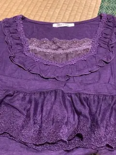 axes femme　シンプル　レース　カットソー　パープル