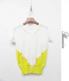 T109/Blumarine 半袖カーディガン ドルマン 花モチーフ ビジュー