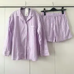 UNIQLO ユニクロ　ストライプ柄長袖ルームウェアシャツ パジャマ S
