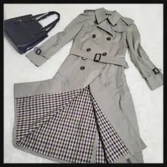【美品】Aquascutum 英国製 Aqua5 クラブチェック トレンチコート