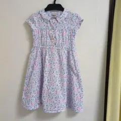 【美品】プティマイン 花柄 半袖ワンピース 110cm