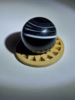 シマシマが可愛い❣️34.6mmオニキス (黒瑪瑙)　ミニスフィア