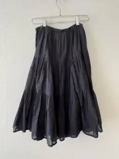 used ganesb アニエスベー ティアードスカート ブラック シアー 古着