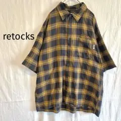 retocks チェックシャツ　フランネル　モノマート　半袖シャツ　L