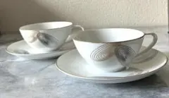 希少柄　ノリタケ　ティーカップ＆ソーサー　渦巻き柄　金彩　宇宙　レトロ　オールド