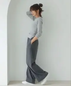 新品未使用　東原亜希さん　FORME ワイドパンツ チャコール　0サイズ