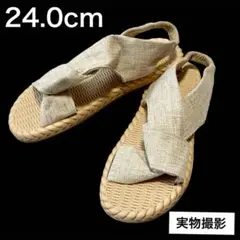 24.0最安 リネン風 サンダル 軽量 フラット 夏ビーチ リカバリー スリッパ