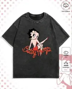 BETTY BOOPプリント オーバーサイズTシャツ ブラック