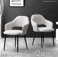 ダイニングチェア 2脚セット スチール リビングチェア ファブリック アイボリー