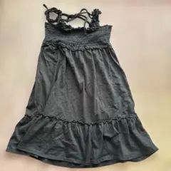 黒　レディース　トップス　Ｌ　ノースリーブ　シャーリング