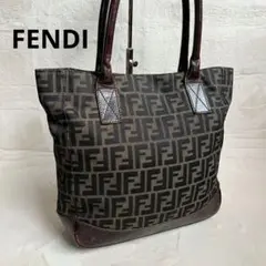 FENDI フェンディ ズッカ柄 トートバッグ ハンドバッグ キャンバス レザー