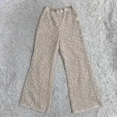 極美品✨24SS トライアングルクロシェ セミフレアパンツ レース ペチパンツ