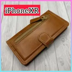 iPhoneケース iPhoneXR用カバー 手帳ケース PUレザーケース 茶色