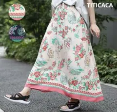 【美品】チチカカ.ロングフレアスカート メキシコ 総柄 プリント ゆったり 完売