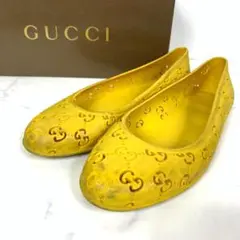 LA3198 GUCCI グッチ フラットシューズ ラバー製 イエロー 37