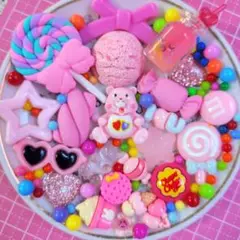 A807-デコパーツ　まとめ売り　ロリポップ　スイーツ　ピンク系