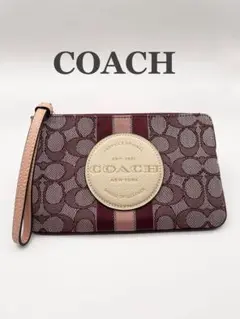 《美品》COACH コーチ バーガンディ ロゴポーチ シグネチャー