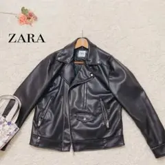 ZARA ダブルライダースジャケット フェイクレザー ブラック系 やや汚れあり