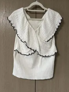 JILLSTUART ジル トップス フリル パイピング ホワイト タンクトップ