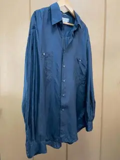 【美品】PERRY ELLIS シルクシャツ　ブラック　メンズ　絹　長袖