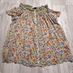 ZARA BASIC 半袖　花柄　ブラウス　M オフショル