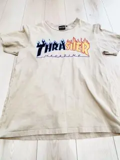 THRASHER フレイムロゴ Tシャツ Lサイズ ベージュ