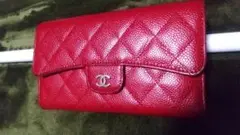 CHANEL マトラッセ キャビアスキン 長財布 レッド