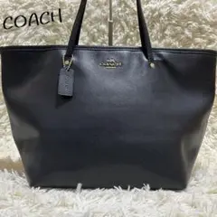 COACH コーチ トートバッグ 黒 レザー A4収納可 チャーム付き