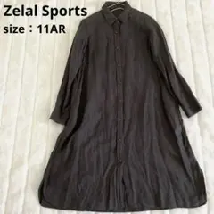 Zelal Sports ロングワンピース シャツワンピース リネン 墨黒