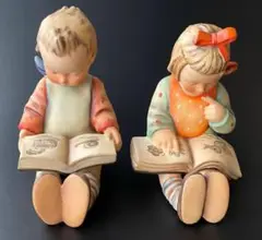 【美品】フンメル人形/Book Worms/ブックエンド/少年少女/本の虫/人形