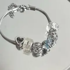 チャームブレスレット パンドラ 風 ビーズブレスレット シルバーアクセサリー