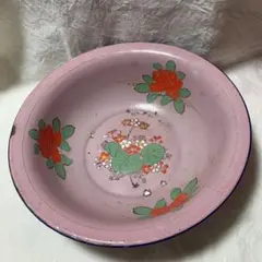 アンティーク 琺瑯手描き洗面器