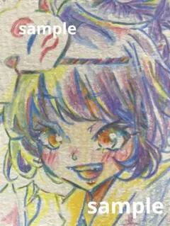 アナログイラスト オリジナル キャラクター 女の子 ロリ 夏祭り 狐のお面