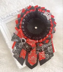 885 ハンドメイド 痛ロゼット ブラック レッド