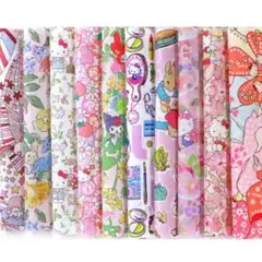 ✿リバティ　キティ　12cm　10枚　ライトピンク　はぎれセット
